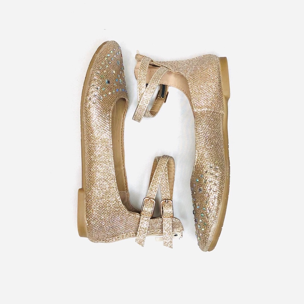 Girl’s sparkling bling light gold dress shoes
